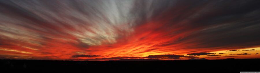 5120×1440 Resolution: Serene Sunset Over Clouds Wallpaper