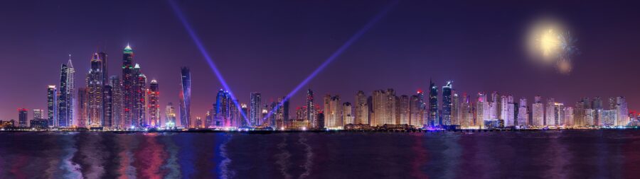 5120×1440 Resolution: Enchanting City Lights Wallpaper