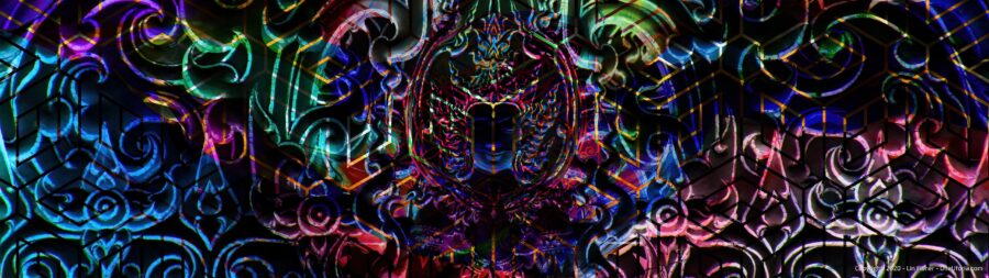 5120×1440 Resolution: Vibrant Face Artwork Wallpaper