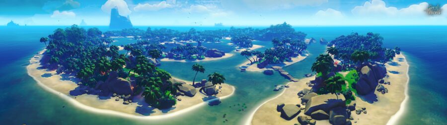 5120×1440 Resolution: Tropical Paradise Delight Wallpaper