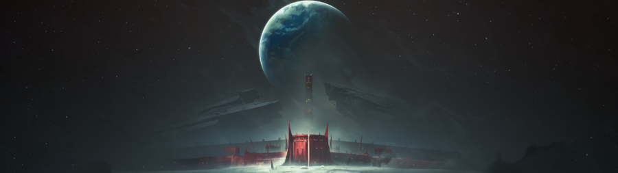 5120×1440 Resolution: Crimson Celestial Tower Wallpaper