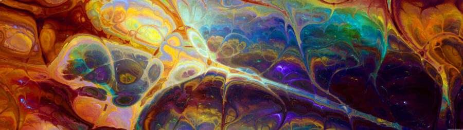 7680×2160: Levendige Psychedelische Wervelingen Achtergrond