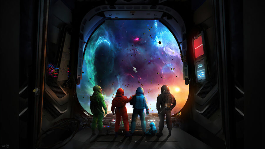 Onder ons: Astral Crew Ventures Beyond Achtergrond