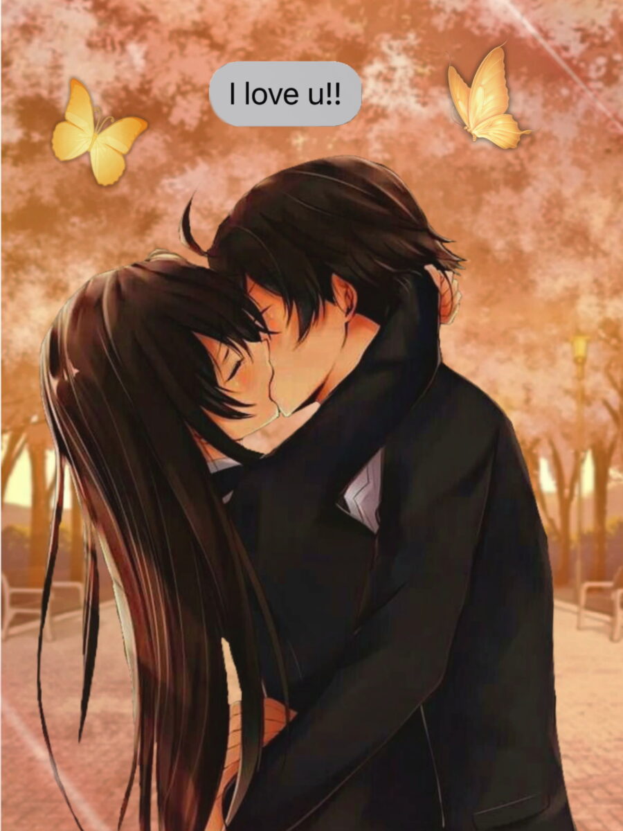 Anime Couple: Love Blossoms in Harmony Wallpaper