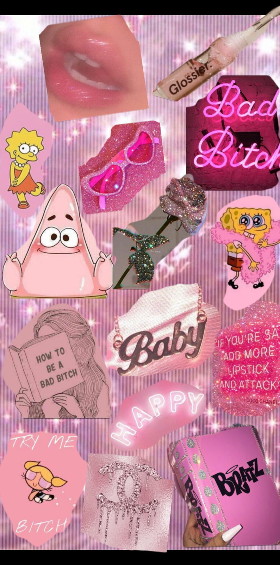 Baddie’s Cartoon Collage: Een kleurrijke Mashup Achtergrond