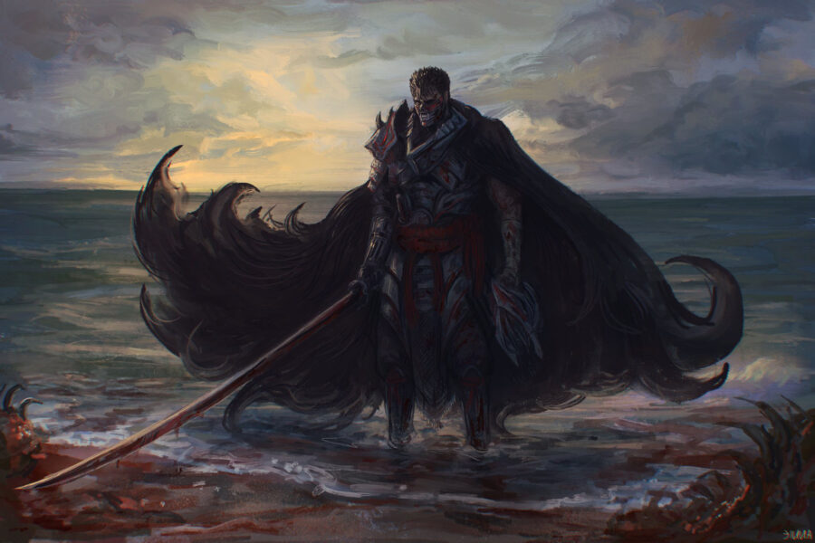 Berserk: Cloaked Warrior Wielding Mighty Sword Wallpaper