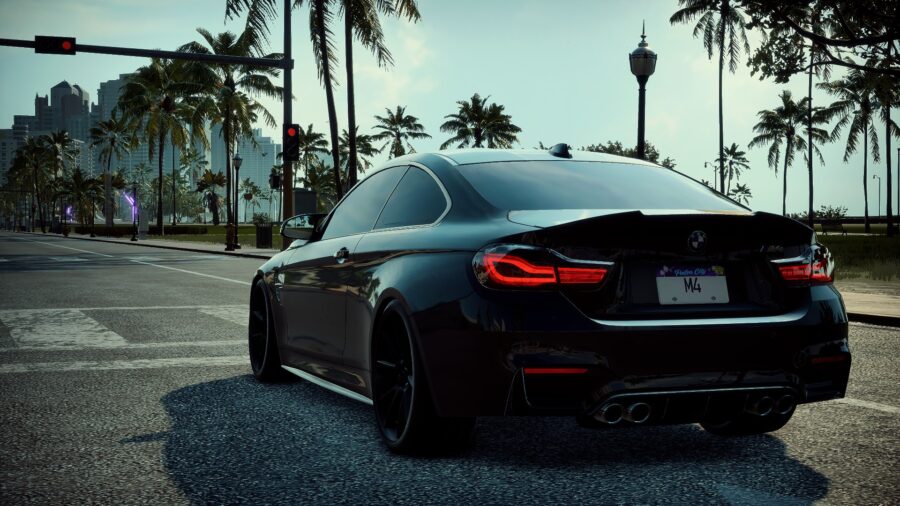 BMW: M4 Coupe Sundown Cityscape Wallpaper