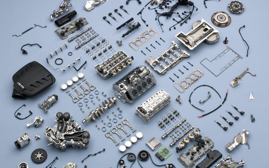 BMW: Engine Parts Assembly Showcase Wallpaper