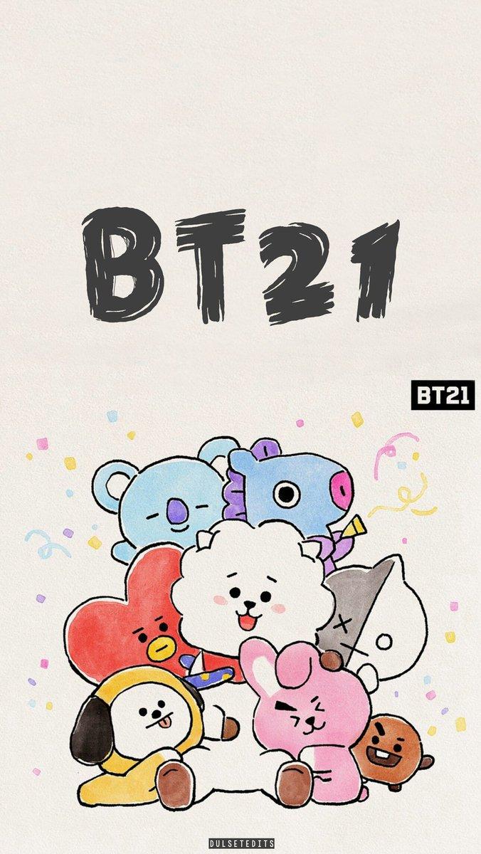 BT21: Schattige stripfiguren maken je dag Achtergrond