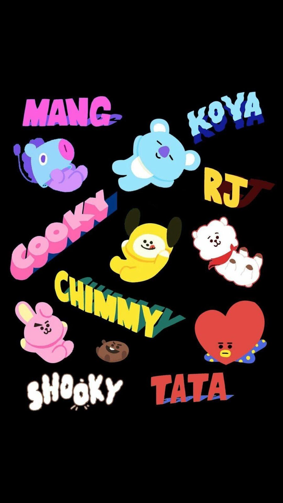 BT21: Schattige Cartoon Crew Achtergrond