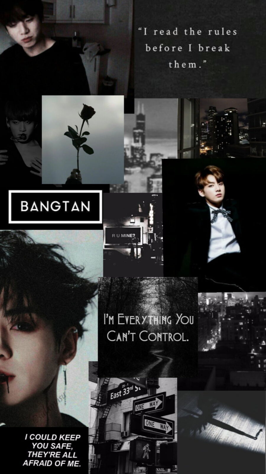 BTS: Harmonieuze melodieën in een fascinerende Collage Achtergrond