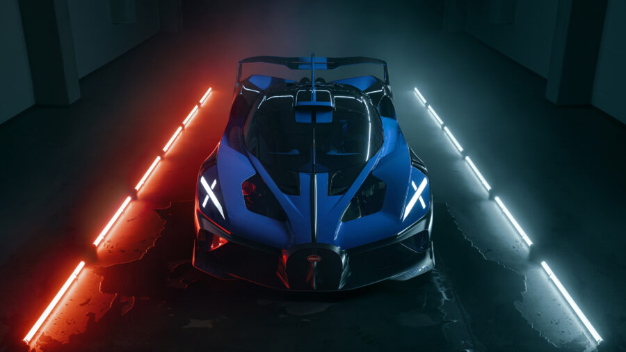 Bugatti: brullende kracht met oogverblindende lichten Achtergrond
