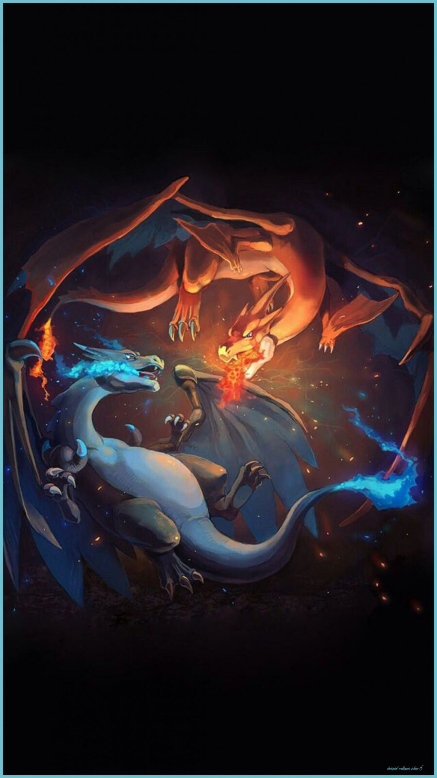 Charizard: Epic Battle Flames Duo Wallpaper