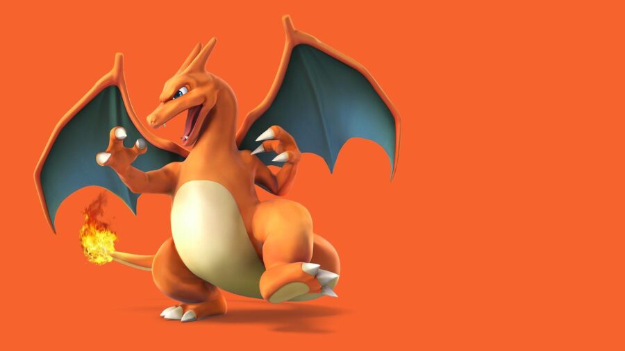 Charizard: Fiery Stance Orange Background Wallpaper