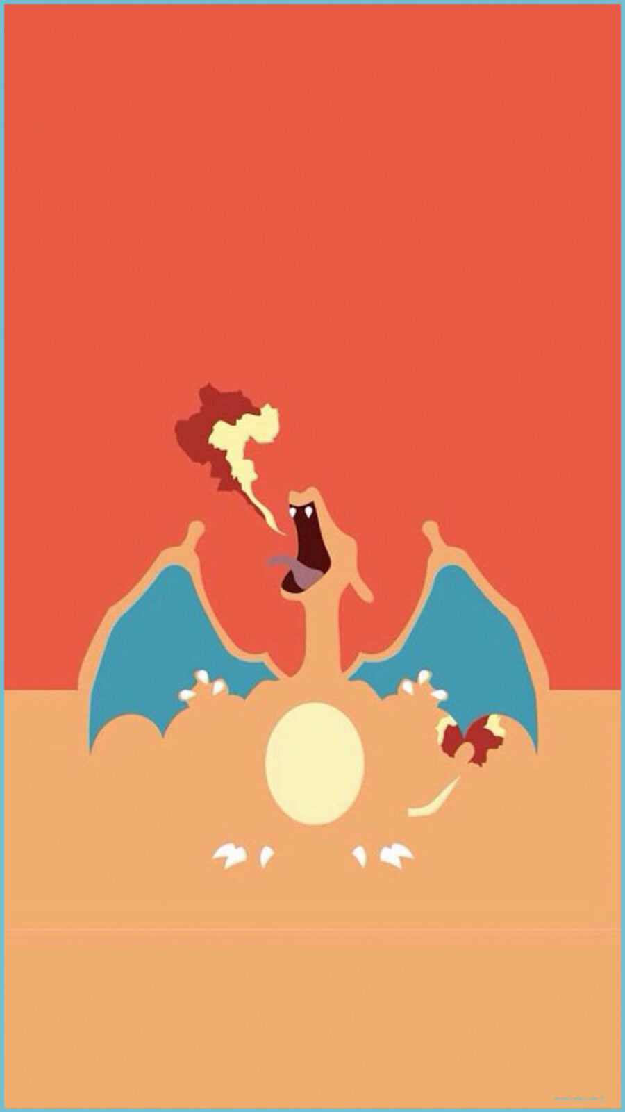 Charizard: Fiery Breath Minimalist Art Wallpaper