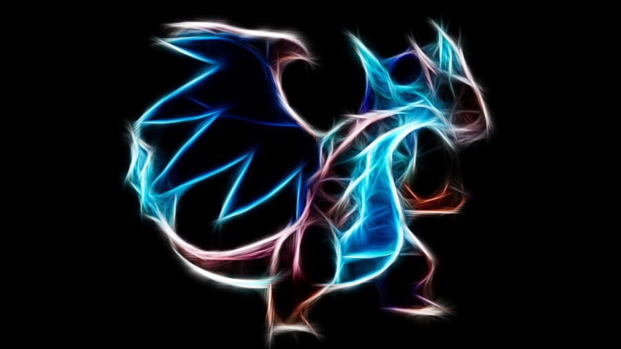 Charizard: Neon Vlam Silhouet Achtergrond