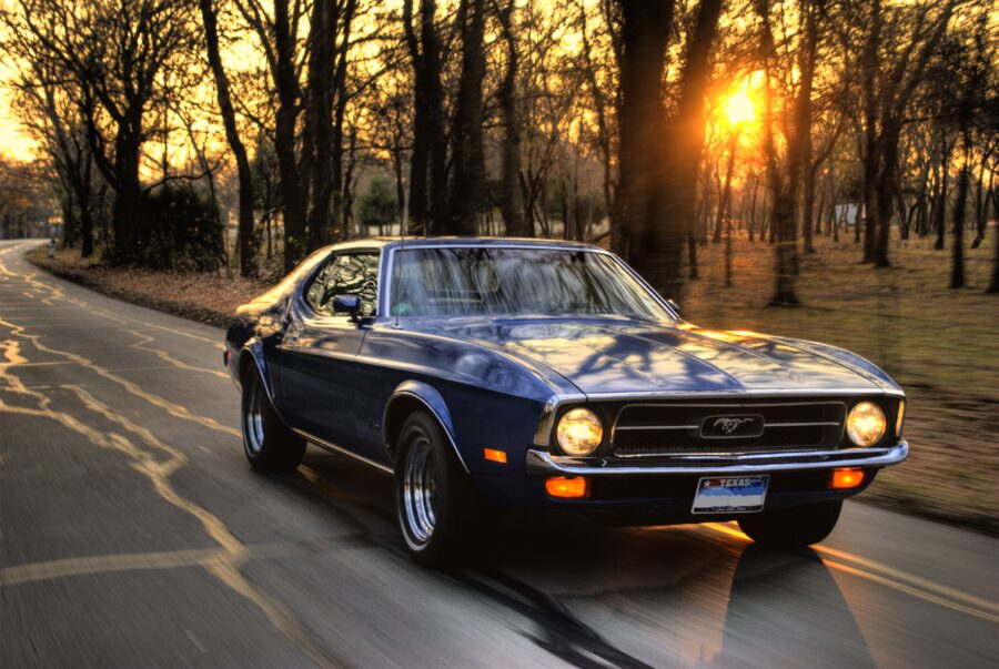 Ford Mustang: Classic Ride at Sunset Wallpaper