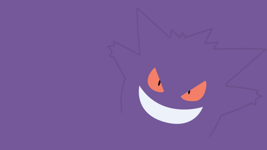 Gengar: Minimalist Ghostly Grin Wallpaper