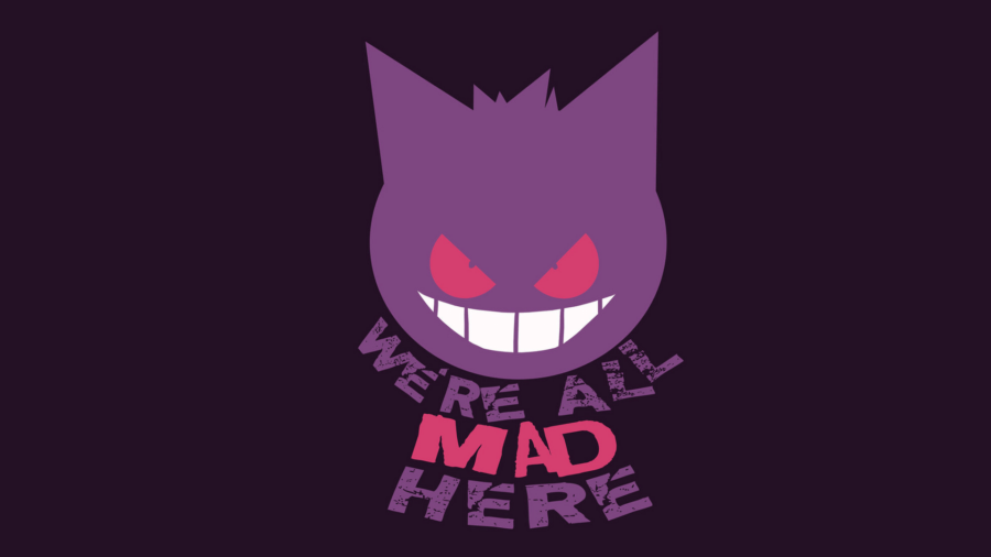 Gengar: Mischievous Grin in the Dark Wallpaper