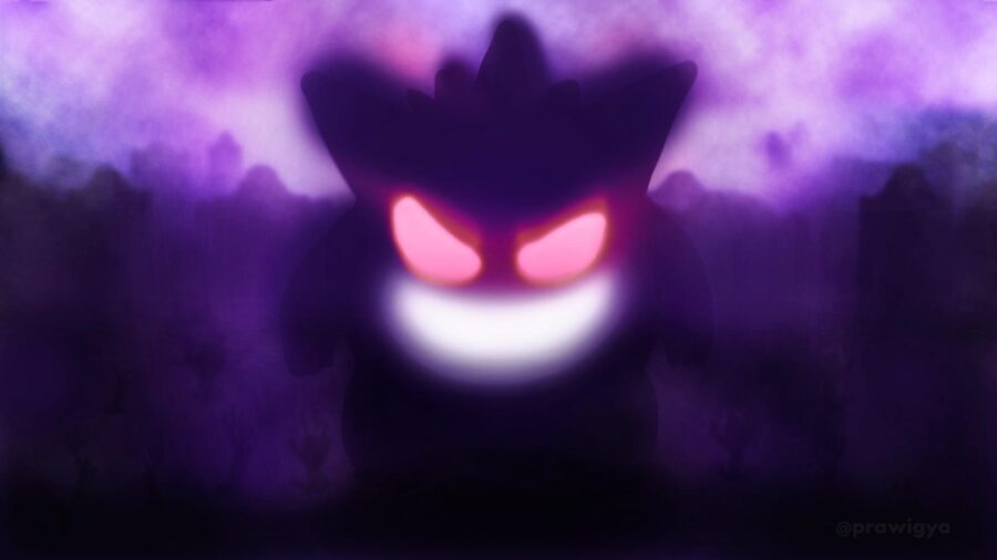 Gengar: Menacing Shadow Glow Wallpaper
