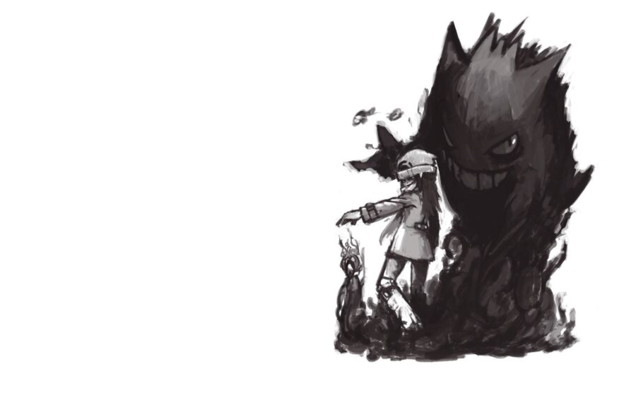 Gengar: Monochrome Haunt Artwork Wallpaper