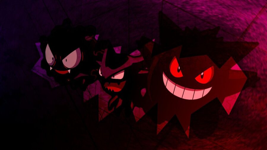 Gengar: Haunting Trio Glow Wallpaper