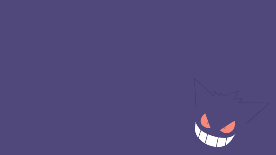 Gengar: Eerie Minimalist Grin Wallpaper
