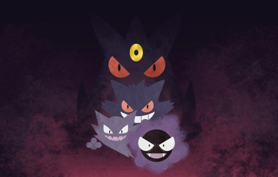 Gengar: Haunting Trio in Shadows Wallpaper