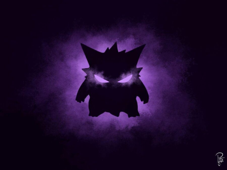 Gengar: Shadowy Menace Glow Wallpaper