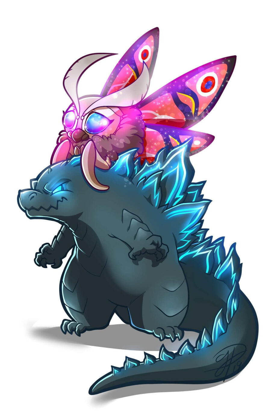 Godzilla: Dragon and Butterfly Cartoon Wallpaper Wallpaper