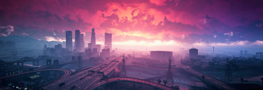GTA 5: A Vibrant City at Dusk Wallpaper