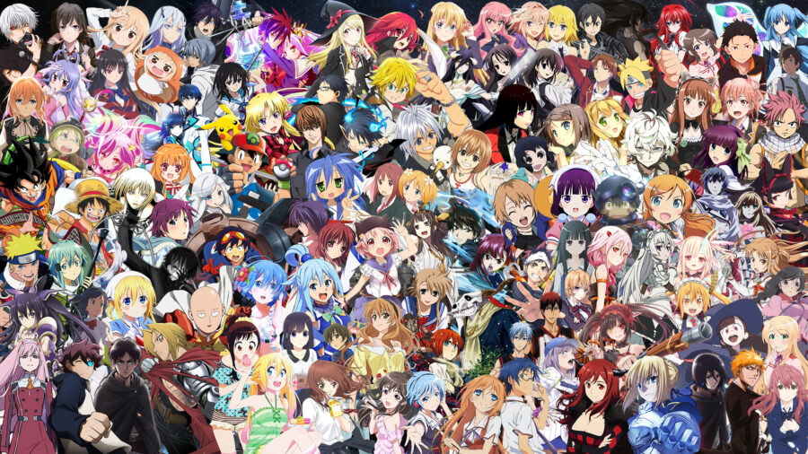 Overdosis aan schattigheid: Kawaii Cartoon Collage Achtergrond