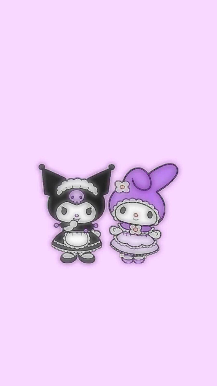 Kuromi: Schattig Duo op Lavendel Achtergrond