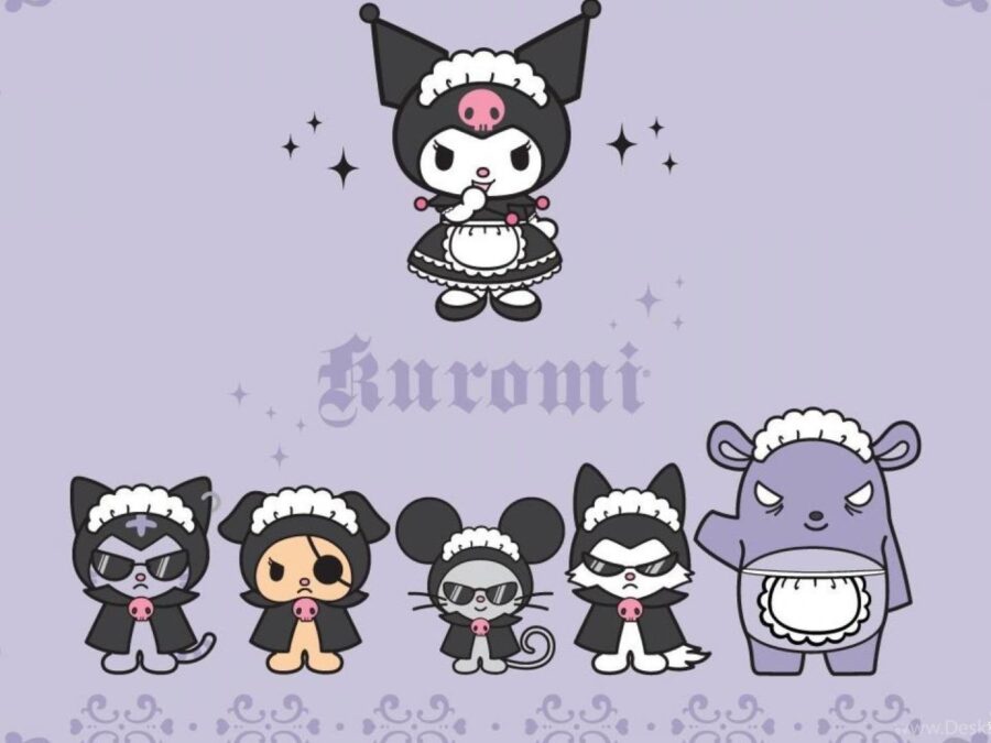 Kuromi: Schattige figuurtjes in paars Achtergrond
