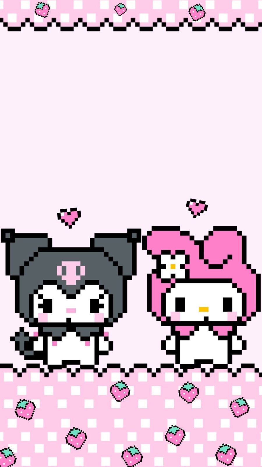 Kuromi: Roze Duo Fun Achtergrond