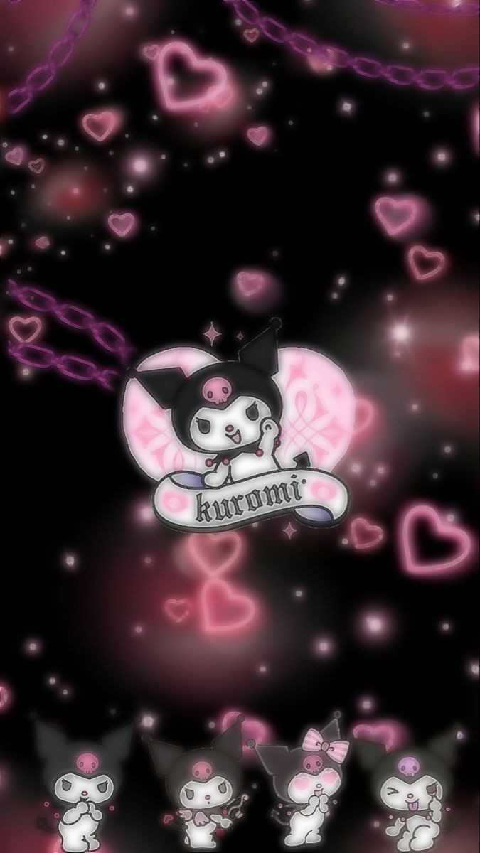 Kuromi: Love & Chains Pink Glow Achtergrond