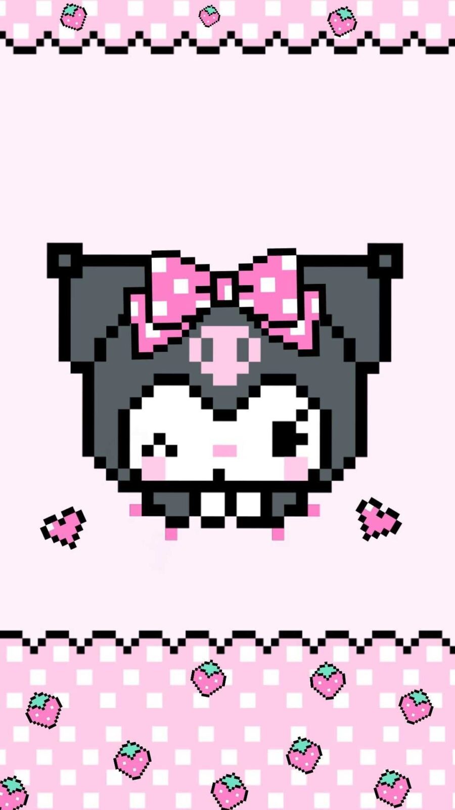 Kuromi: Schattige gepixeleerde achtergrond