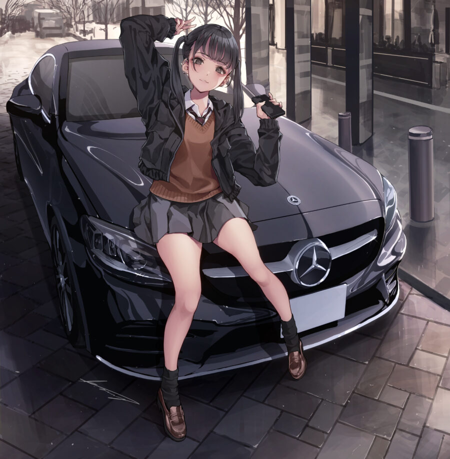 Mercedes: Anime Stijl Urban Vibe Achtergrond