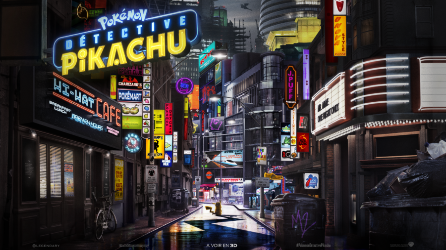 Pikachu’s levendige stedelijke avontuur: Straatnaamborden in overvloed Achtergrond