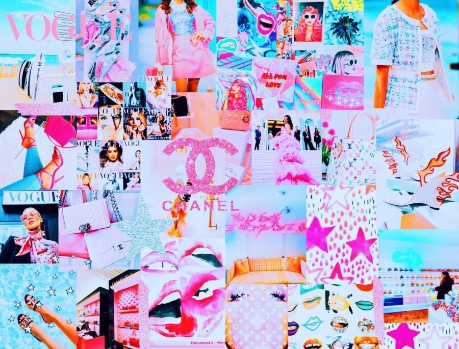Preppy Fashion Fusion: Een stijlvolle collage Achtergrond