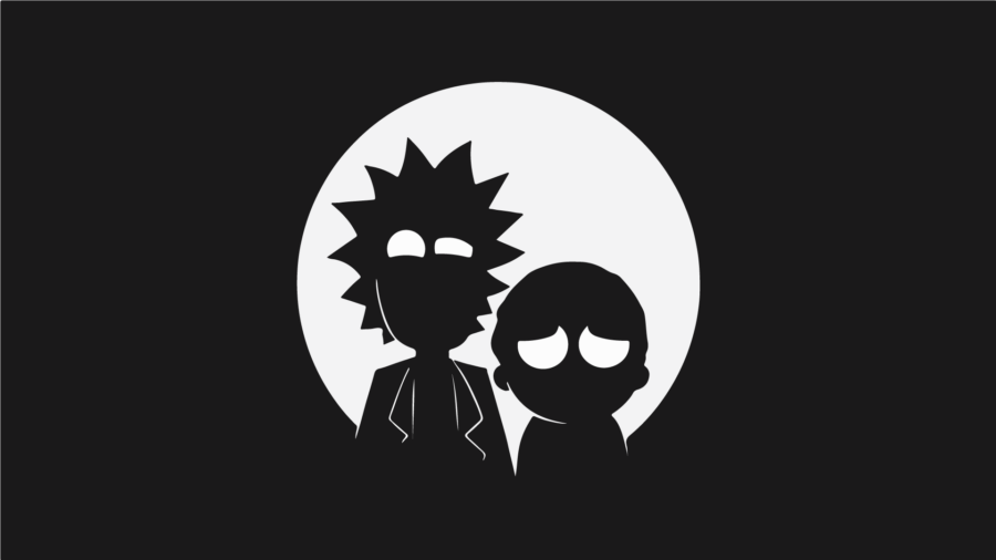 Rick and Morty: Silhouetted Duo Moonlight Wallpaper