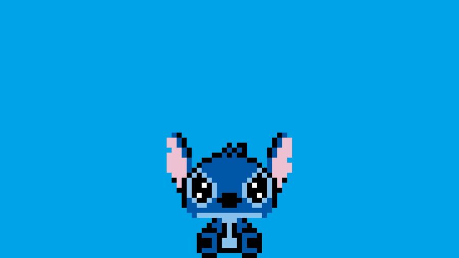Stitch: Pixelated Blue Cutie Wallpaper