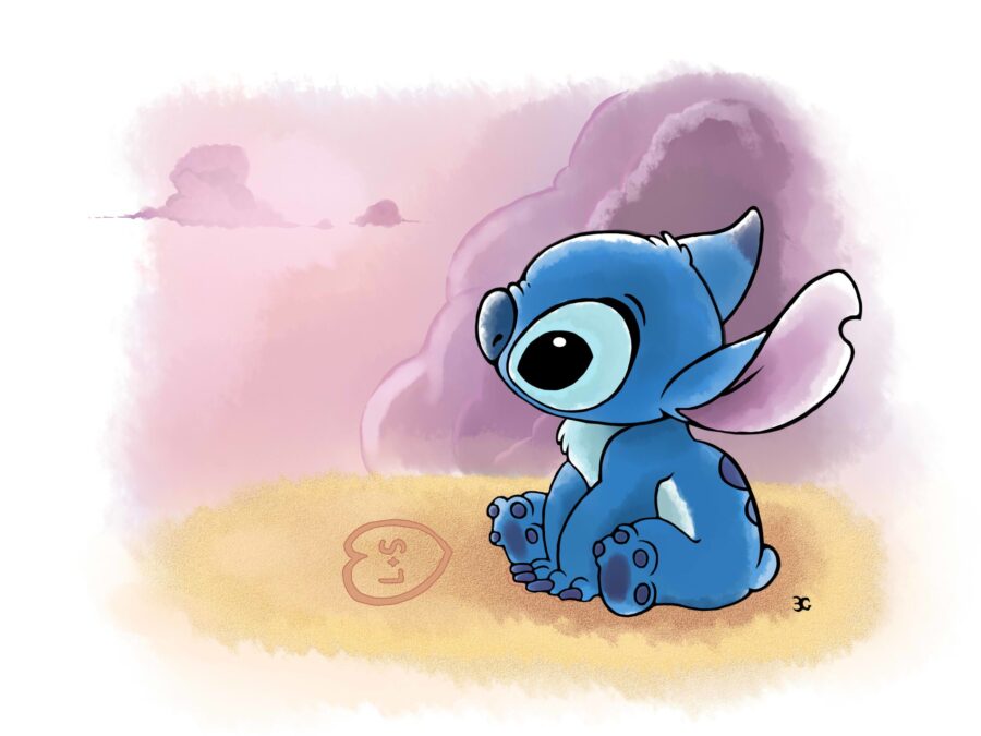 Stitch: Dreamy Pastel Sit Down Wallpaper