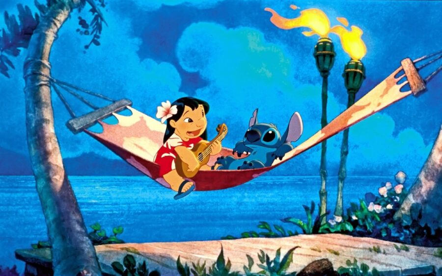 Stitch: Tropical Relaxation Scene Wallpaper