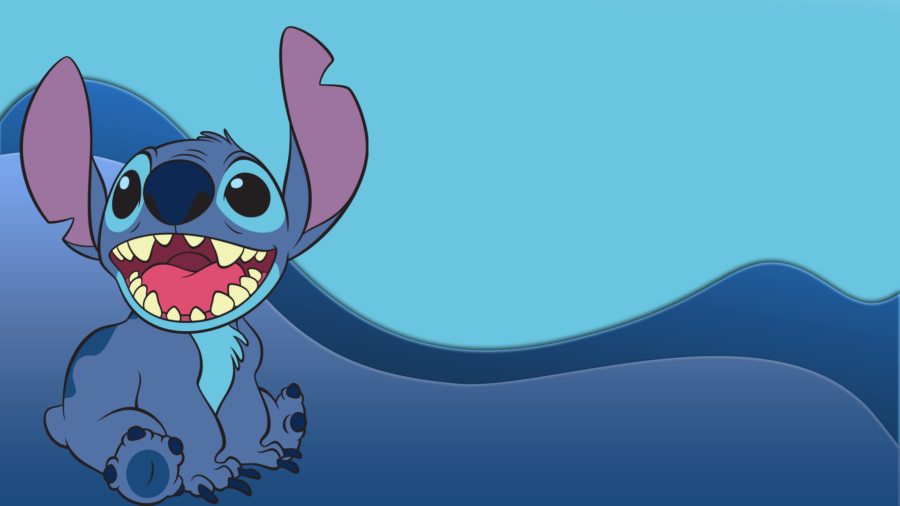 Stitch: Joyful Blue Alien Smile Wallpaper