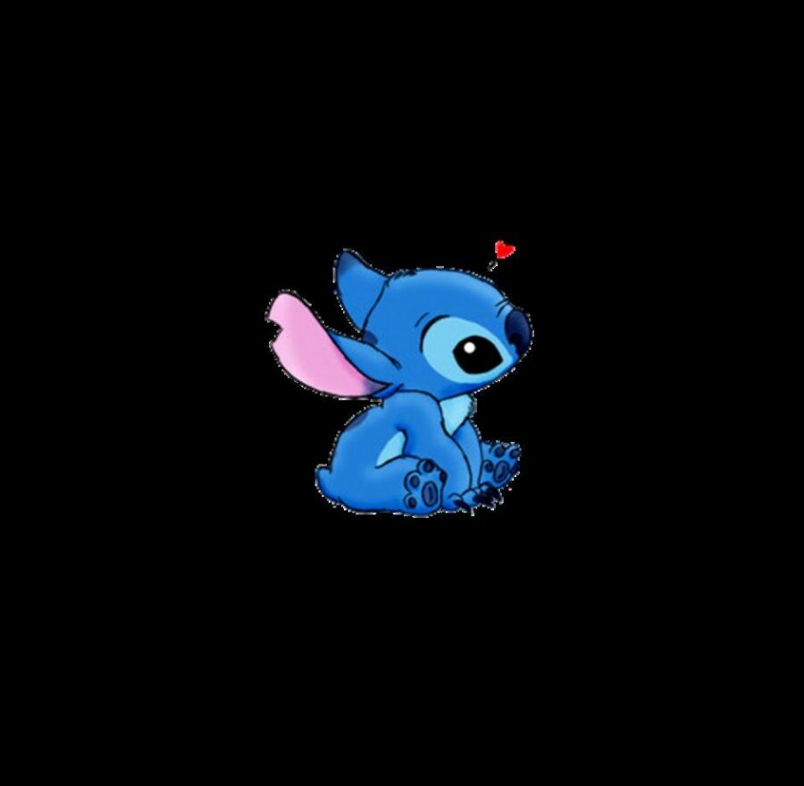 Stitch: Cute Blue Alien Sits Wallpaper