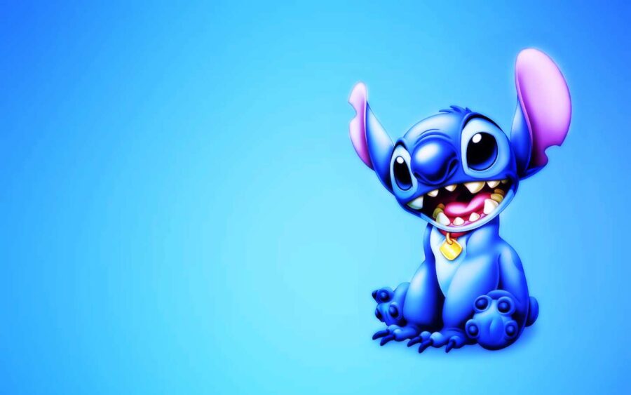 Stitch: Cute Alien Blue Background Wallpaper