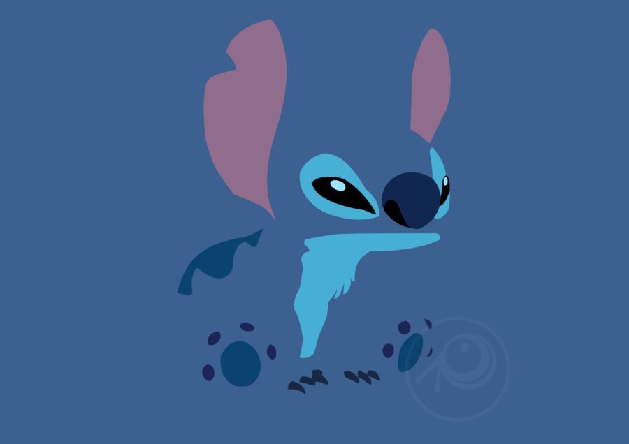 Stitch: Minimalist Alien Charm Wallpaper