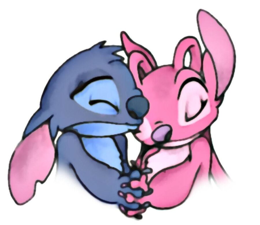 Stitch: Cuddling Cartoon Duo Wallpaper