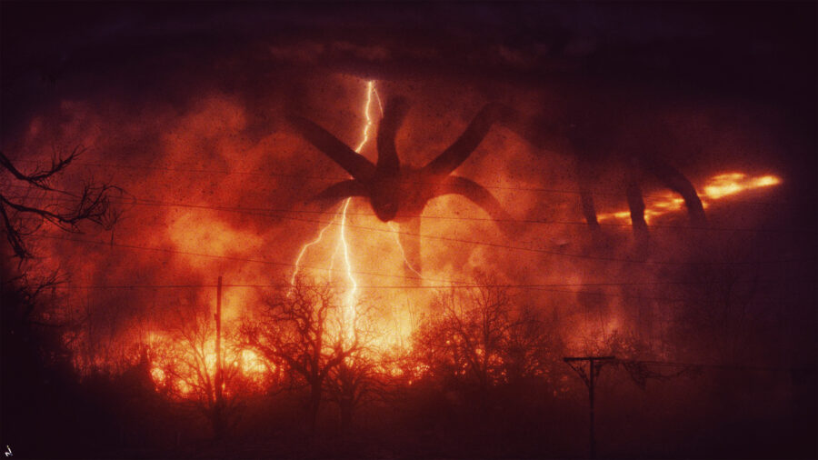 Stranger Things: Enigmatic Spider in the Sky Wallpaper